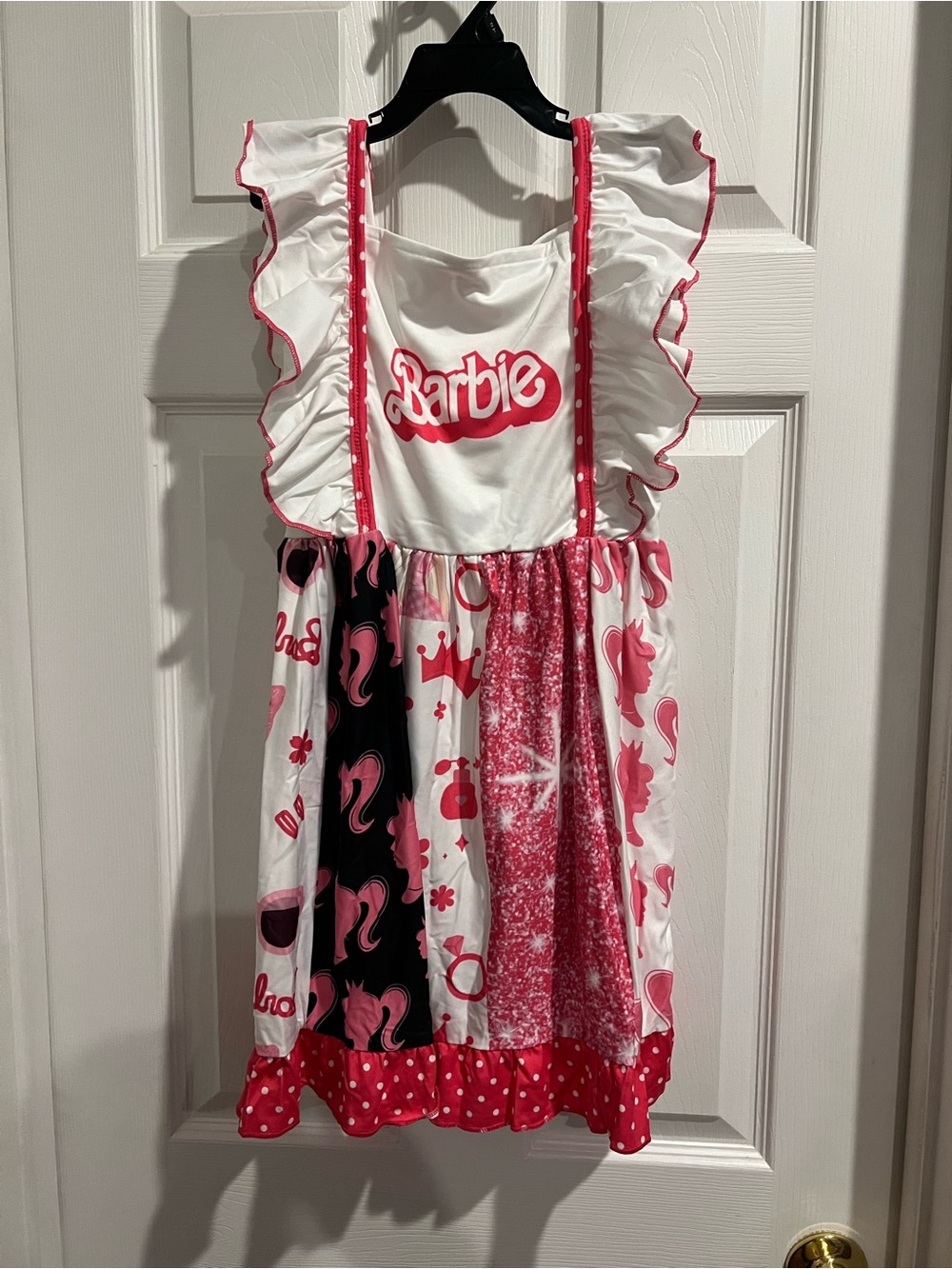 Barbie Pink, White & Black Patchwork Logo Dress